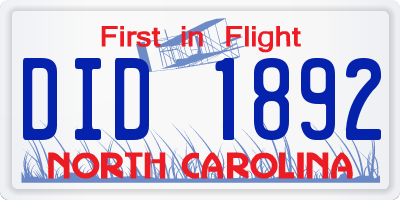 NC license plate DID1892