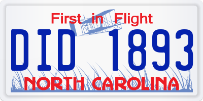 NC license plate DID1893