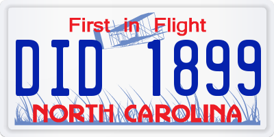 NC license plate DID1899