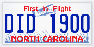 NC license plate DID1900