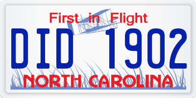 NC license plate DID1902