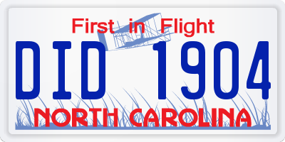 NC license plate DID1904