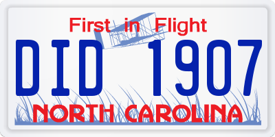 NC license plate DID1907