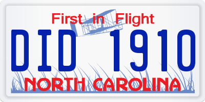 NC license plate DID1910