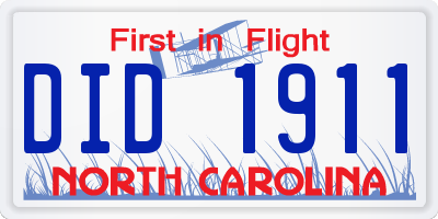 NC license plate DID1911