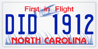 NC license plate DID1912