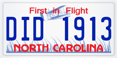 NC license plate DID1913