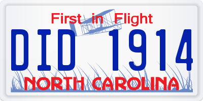 NC license plate DID1914