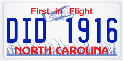 NC license plate DID1916