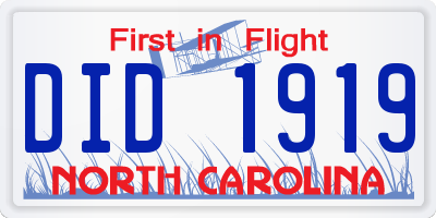NC license plate DID1919