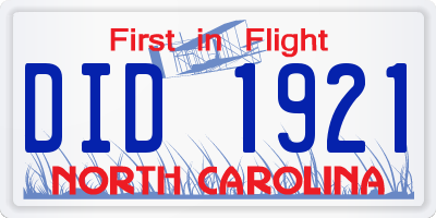 NC license plate DID1921