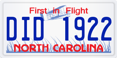 NC license plate DID1922