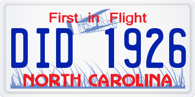 NC license plate DID1926