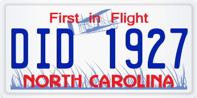 NC license plate DID1927