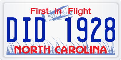 NC license plate DID1928