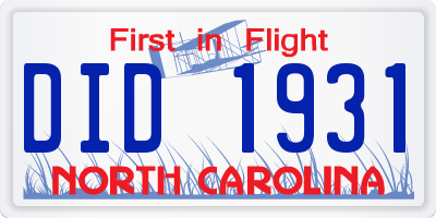 NC license plate DID1931
