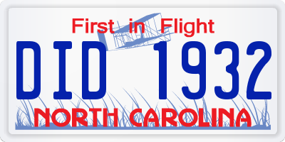 NC license plate DID1932