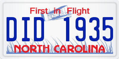 NC license plate DID1935