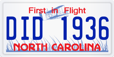NC license plate DID1936