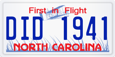 NC license plate DID1941