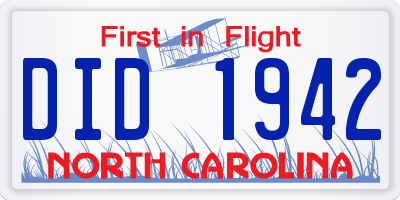 NC license plate DID1942