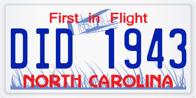 NC license plate DID1943