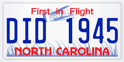 NC license plate DID1945
