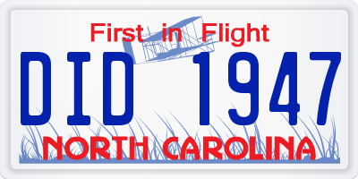 NC license plate DID1947