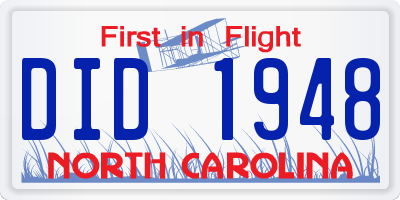 NC license plate DID1948