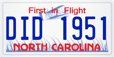 NC license plate DID1951