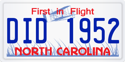 NC license plate DID1952