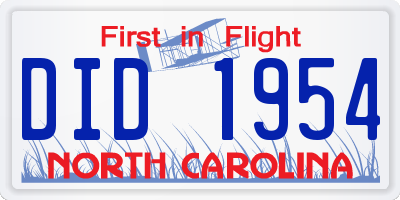 NC license plate DID1954