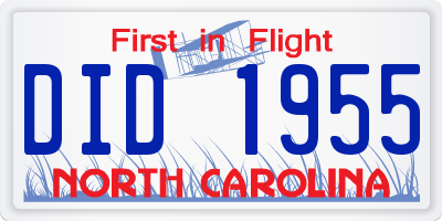 NC license plate DID1955