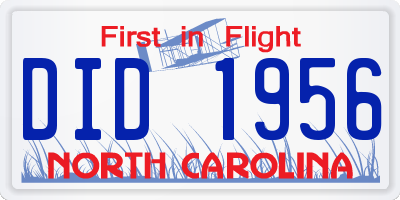 NC license plate DID1956