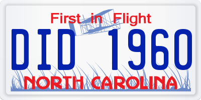NC license plate DID1960
