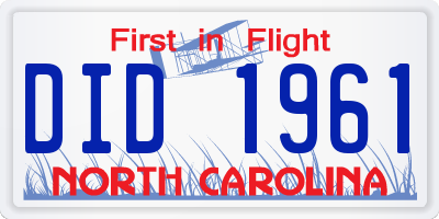 NC license plate DID1961