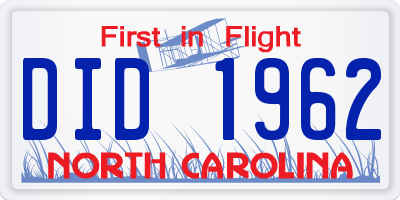 NC license plate DID1962