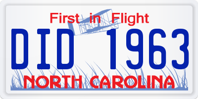 NC license plate DID1963