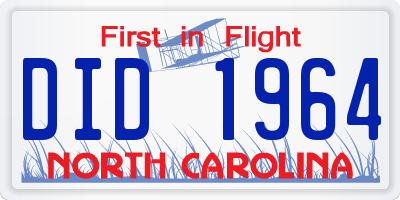 NC license plate DID1964