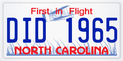 NC license plate DID1965