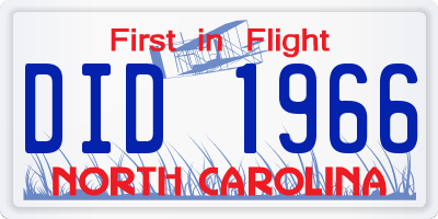 NC license plate DID1966