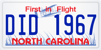 NC license plate DID1967