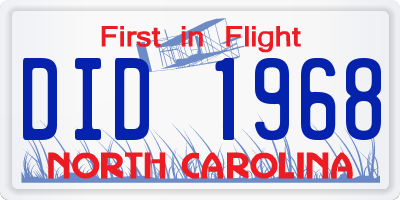 NC license plate DID1968