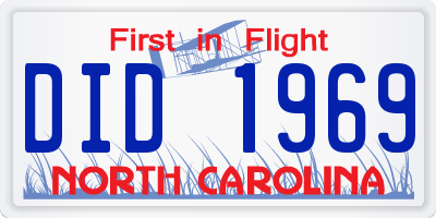 NC license plate DID1969