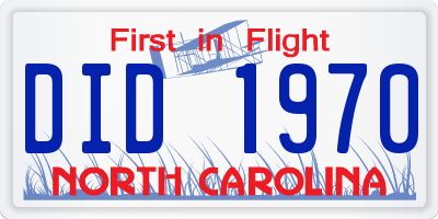 NC license plate DID1970