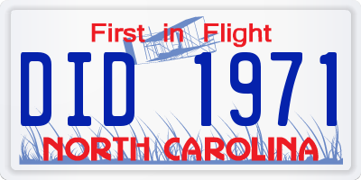 NC license plate DID1971