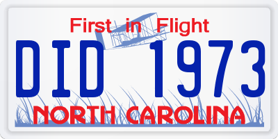 NC license plate DID1973