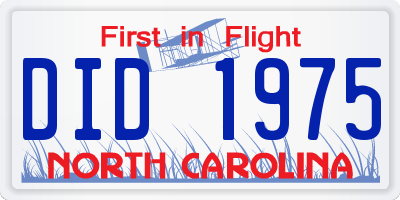 NC license plate DID1975