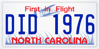 NC license plate DID1976