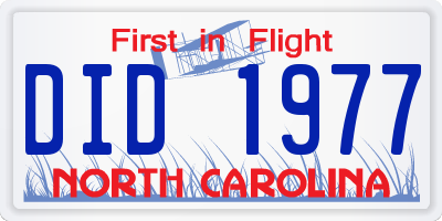 NC license plate DID1977